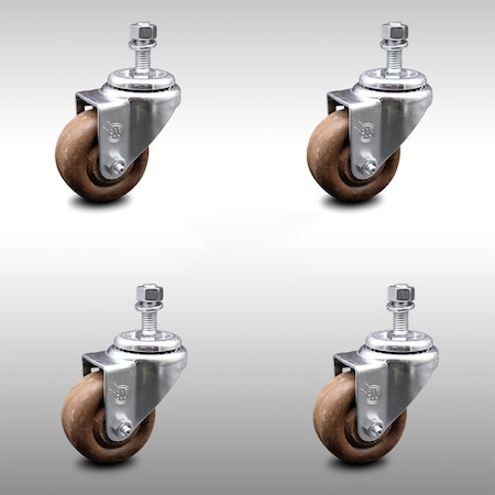 Service Caster 3.5 Inch SS High Temp Glass Filled Nylon 12mm Threaded Stem Caster Set SCC SCC-SSTS20S3514-GFNSHT-M1215-4